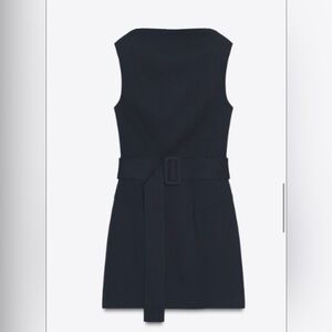 Zara Navy Belted Sheath Dress XS